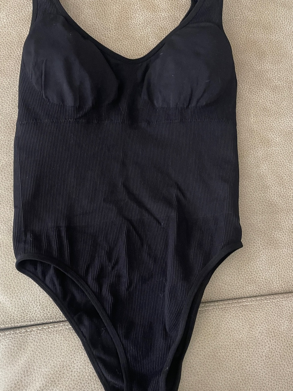 SHEIN Black Ribbed Scoop Neck Bodysuit